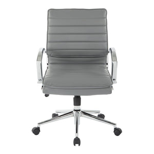 OSP Home Furnishings Mid Back Faux Leather Manager Chair with Lumbar Support and Chrome Loop Arms Charcoal SPX23591C-U42