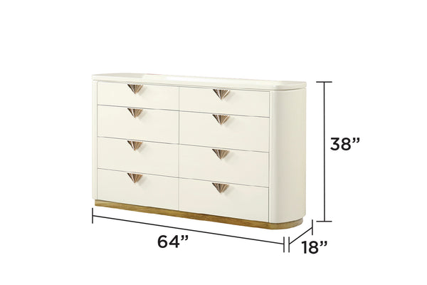 English Elm La Pierre Modern 8-Drawer Dresser In Elegant Beige With Gold Accents For Stylish Bedroom Storage B009P270813