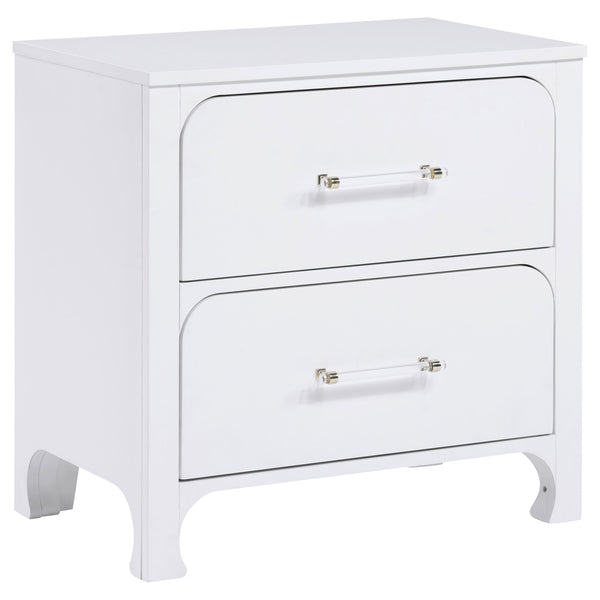 English Elm Helena Pearl White 2-Drawer Nightstand with Soft Curves, Spacious Storage, Modern Chic Bedroom Accent B062P299878