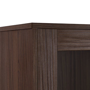 English Elm 60'' Tall Display Cabinet with LED Lighting, Tempered Glass Doors, 4 Adjustable Shelves & Drawers Black + Dark Walnut N845P261801D