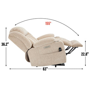 English Elm Up to 350 Lb Chenille Power Lift Recliner with Massage Heat and Charging Ports W1803S00072
