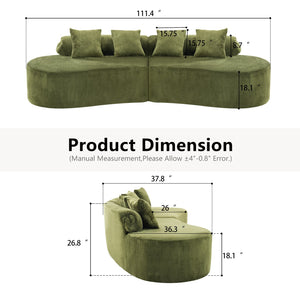 English Elm Modern curved modular sofa with dark plush upholstery, ergonomic design, versatile multi-seat lounge solution for contemporary living rooms Green W3612S00009