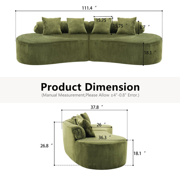 English Elm Modern curved modular sofa with dark plush upholstery, ergonomic design, versatile multi-seat lounge solution for contemporary living rooms Green W3612S00009