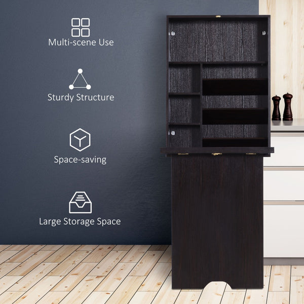 English Elm Wall Mounted Floating Fold Out Desk for Small Spaces with Built in Storage Shelves T3971P383984
