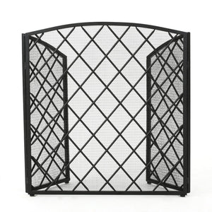 English Elm Christopher Knight Home® - FIRE Amiyah 3-Panel Iron Fireplace Screen - Decorative Protective Mesh Shield for Hearth Safety and Style Black 61127.00