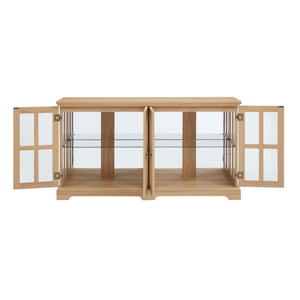 English Elm Led Antique Display Cabinet With Adjustable Shelves, 4 Glass Doors & Smart Led Lighting For Collectibles W2275P231689