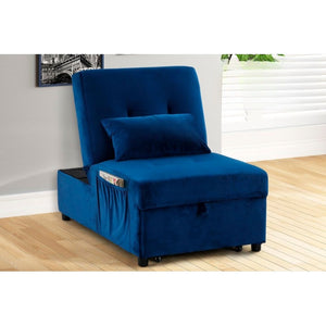 English Elm Velvet Adjustable Sleeper Lounge Chaise with Convertible Back, Plush Navy Velvet, 72" Long Comfort Recliner B011P367207