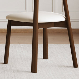 English Elm Set of 2 Armless Wood Dining Chairs Leather Cushioned Ergonomic Curved Back Dark Walnut W2700P388273