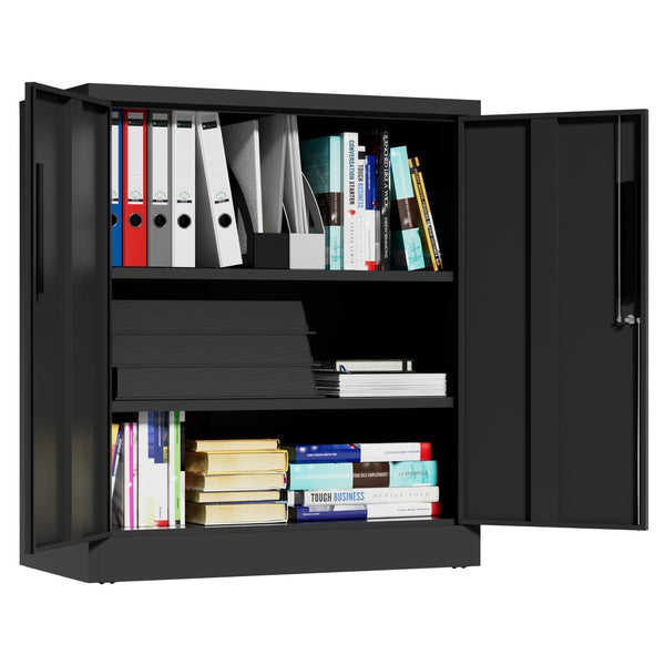 English Elm Metal Lockable Steel Cabinet Two Adjustable Shelves Garage Office Utility Storage T2398P442669