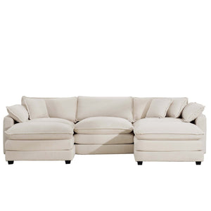 English Elm Oversized Modular Cushion Sofa: Luxurious U-Shaped Sectional With Custom Ottomans For Ultimate Comfort W714S00778-GIGA