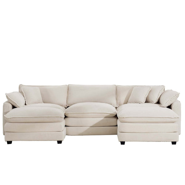 English Elm Oversized Modular Cushion Sofa: Luxurious U-Shaped Sectional With Custom Ottomans For Ultimate Comfort W714S00778-GIGA