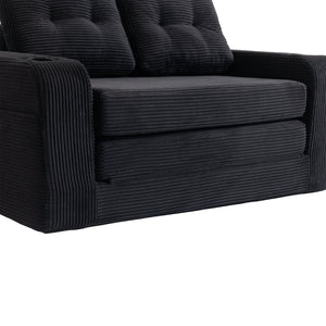 English Elm Convertible Floor Sofa Bed with Memory Foam and Ribbed Corduroy for Small Spaces Black W395P438026
