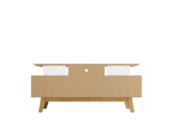 English Elm Yonkers 63" White Tv Stand - Modern Design With Concealed Storage, Open Shelves & Cable Management B365P398394-GIGA