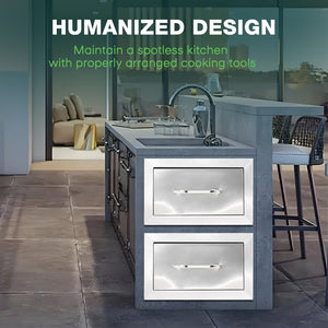 English Elm Drawer Stainless Steel Outdoor Kitchen Cabinet Rust Resistant Compact Storage Unit W3167P303219