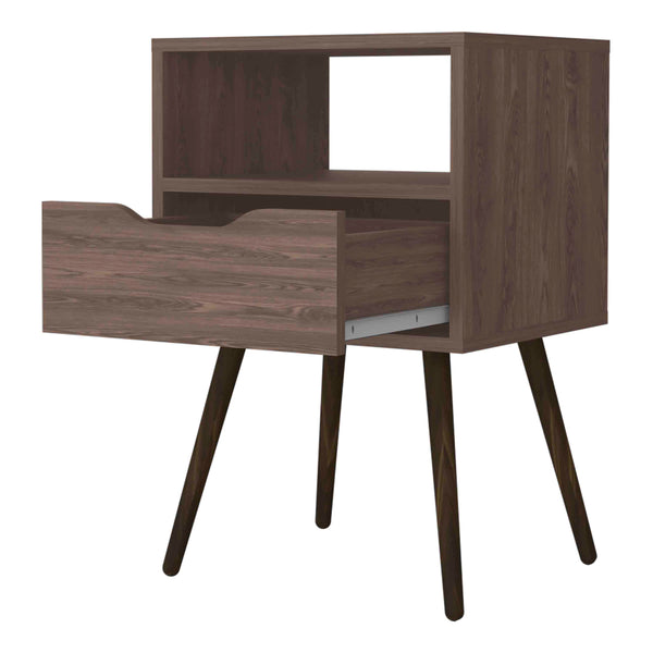 English Elm Allie Nightstand with Superior Top, Open Shelf & Drawer — Modern White-Light Oak Accent Table Brown 20 L x 18 W x 7 H B128P148650
