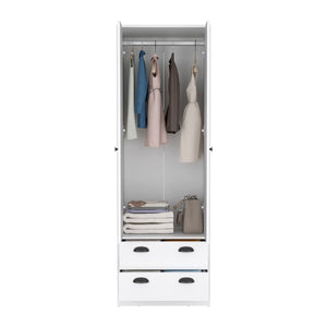 English Elm St Monans Armoire White with Double Door, Hanging Rod & Two Spacious Drawers for Bedrooms B200S00372