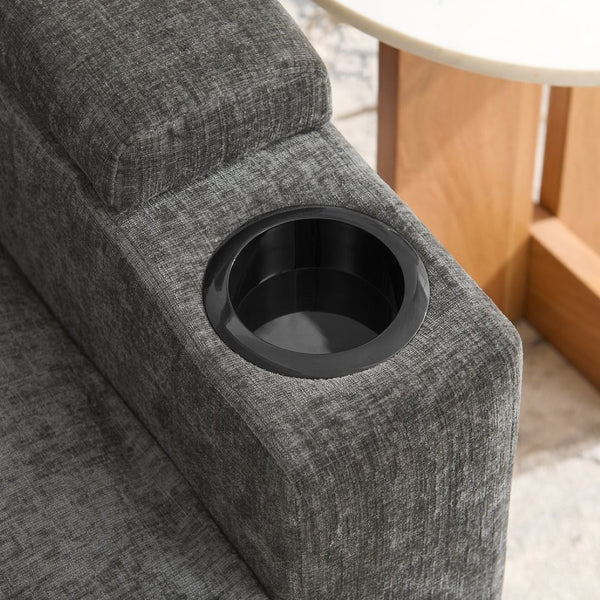English Elm Single Chenille Manual Recliner with Usb Port Hidden Storage Ottoman and Cup Holders Gray W487P423648