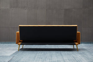 English Elm SOFA Velvet Convertible Sofa Bed with Golden Legs, Solid Wood Frame, Compact Design for Small Spaces Ginger B205P246430