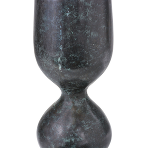 Luganzo Bronze Vase with Jade Green Patina and Polished Gold Ring – A Stunning Textural Accent Piece