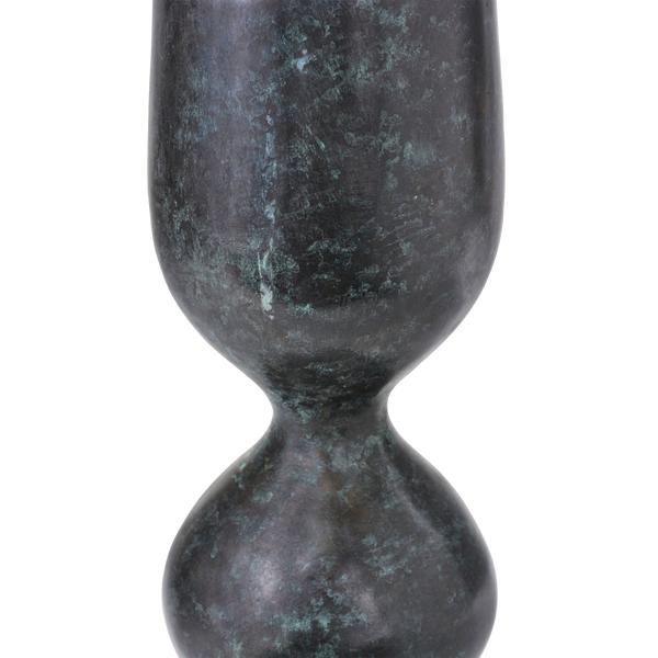Luganzo Bronze Vase with Jade Green Patina and Polished Gold Ring – A Stunning Textural Accent Piece