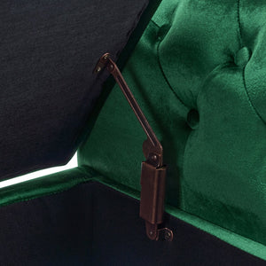 English Elm Christopher Knight Home® - Velvet Luxe Storage Ottoman Bench with Nailhead Trim and Plush Cushion — Durable, Spacious Seating Emerald N769P186110E
