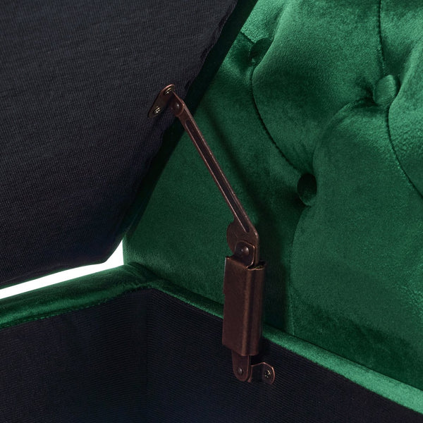 English Elm Christopher Knight Home® - Velvet Luxe Storage Ottoman Bench with Nailhead Trim and Plush Cushion — Durable, Spacious Seating Emerald N769P186110E