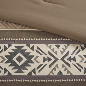 English Elm 5 Stripe Herringbone Comforter Set with Throw Pillows Full/Queen — Southwestern Striped Microfiber Cozy Brown 23.82 L x 19.29 W x 12.2 H B035P266668