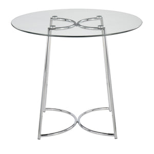 English Elm Cece Modern Dining Table With Clear Glass Top & Sleek Chrome Frame - Seats 4 For Glam Interiors B202S01101