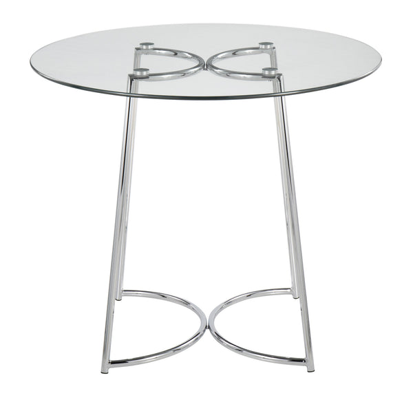 English Elm Cece Modern Dining Table With Clear Glass Top & Sleek Chrome Frame - Seats 4 For Glam Interiors B202S01101