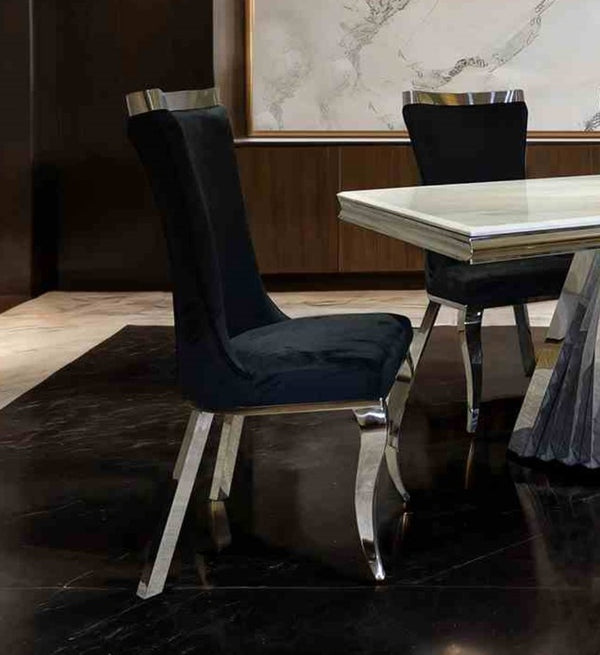 English Elm Glam 2Pc Side Chair Set With Tiger Print Upholstery, Black Finish & Silver Legs For Modern Spaces B2741S00728