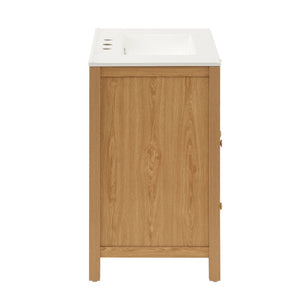 English Elm 30 Inch Fluted Freestanding Bathroom Vanity Solid Wood Soft Close Spa Style W5278S00002