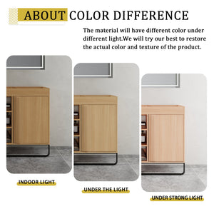English Elm 48" Freestanding Bathroom Vanity Cabinet with 2 Soft-Close Doors, 3 Open Shelves, Towel Hanger, Boxes Designed for Organized Storage W999P376885