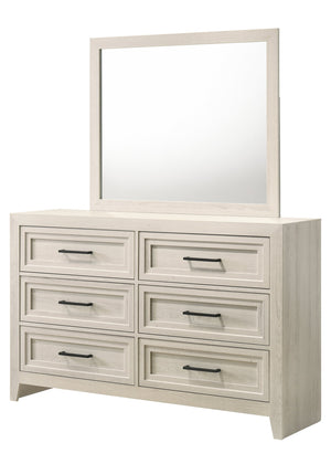 English Elm 1pc Modern 9-Drawer Dresser with Round Knobs, Gunmetal Wood-Pattern Finish, Stylish Bedroom Storage Off White 61.25 L x 19 W x 40 H B2741P346377