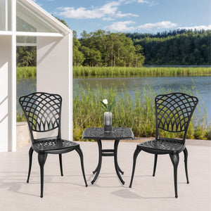 English Elm Bistro Set - Elegant 3-Piece Rustproof Cast Aluminum Patio Furniture For Small Outdoor Spaces W640P251292