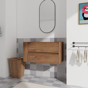 English Elm 36"Wall Modern Bathroom Vanity Cabinet with Adjustable Side Shelf, Soft-Close 2/3 Drawers, Water-Resist W999P168517