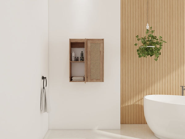 English Elm 24" Bathroom Side Cabinet - Wall-Mounted, Soft-Close Doors, Modern Design & Durable Storage Solution W999S00338