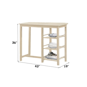 English Elm Nyssa 3‑Piece Buttermilk Counter Height Breakfast Set with 3 Slatted Storage Shelves, 510lb Capacity B2726P348941