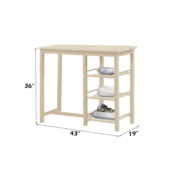 English Elm Nyssa 3‑Piece Buttermilk Counter Height Breakfast Set with 3 Slatted Storage Shelves, 510lb Capacity B2726P348941