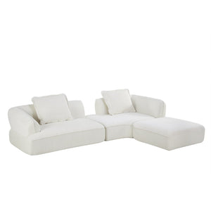 English Elm 122" L-shaped Sectional with Deep Chaise High Density Foam Low Profile Living Room Sofa Beige N767P371309W