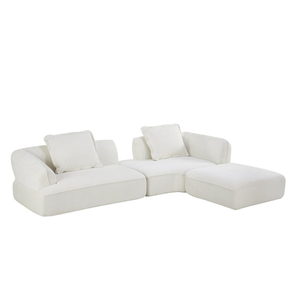 English Elm 122" L-shaped Sectional with Deep Chaise High Density Foam Low Profile Living Room Sofa Beige N767P371309W