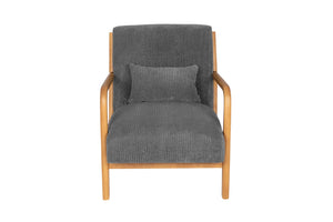 English Elm Accent Chair Ribbed Corduroy Upholstery Low Profile Modern Seat with Lumbar Pillow B089P416569