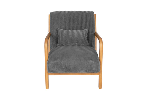 English Elm Accent Chair Ribbed Corduroy Upholstery Low Profile Modern Seat with Lumbar Pillow B089P416569