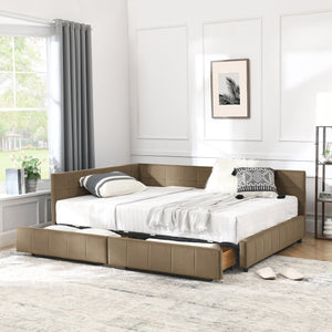 English Elm Full Size Upholstered Tufted Bed Frame - Stylish Sofa Bed With Storage, Brown Velvet Elegance W487S00307