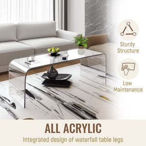 English Elm Coffee Table Clear Acrylic Seamless Waterfall Rectangle Living Room Modern Accent T3971P405893