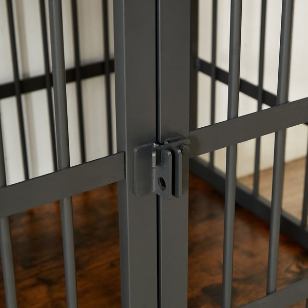 English Elm Furniture style dog crate with sturdy steel frame, particle board top for 150lb storage, fits dogs up to 70lb Rustic Brown W1162119831