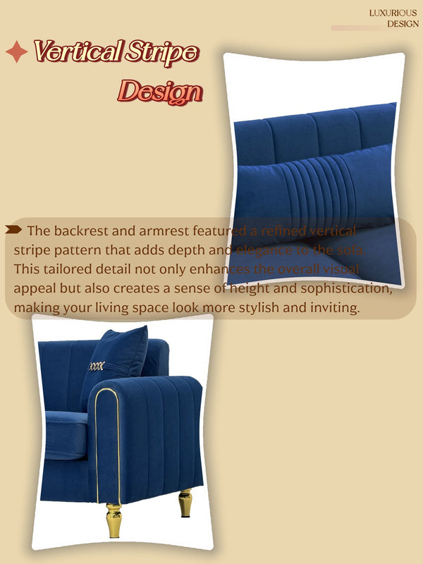 English Elm FX-P11-RB Modern 87.4" Upholstered 3-Seater Sofa with Plush Fabric, Pocket Coil Comfort & Pillows W576P360572