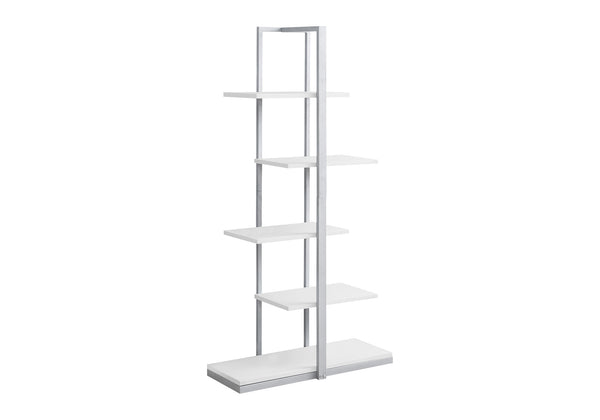 English Elm Bookshelf, 3-Tier 48" Ladder Etagere with Wood-Texture Taupe Laminate & Black Metal Frame for Small Spaces White 42 L x 16 W x 6 H B2710P219656