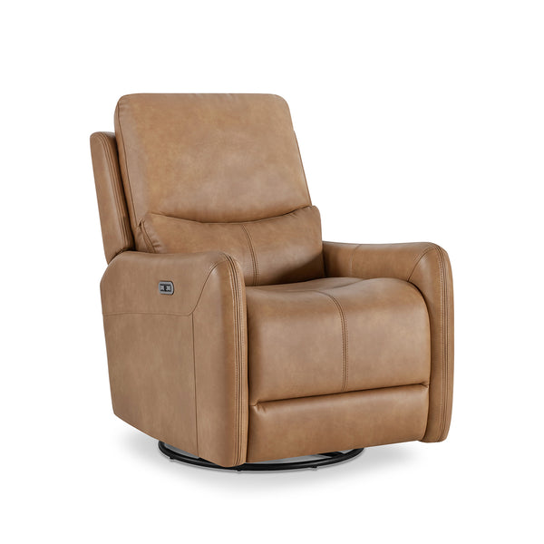 English Elm Jennifer Taylor Home - Dublin 30" Swivel Power Recliner Arm Chair in Saddle Faux Leather with 360° Base and Plush Foam Support Brown B2719P328580