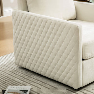 English Elm 29.5''w Chenille Swivel Club Chair with Hidden Storage Tufted Square Seat for Reading Nooks Beige W3118P419157