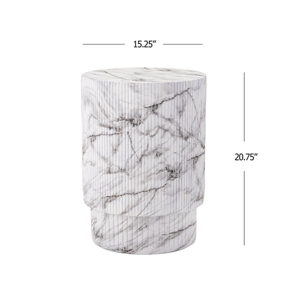 English Elm Handmade Mgo Ribbed Cylinder Side Table Black Concrete Finish Indoor Outdoor Use N772P261960M